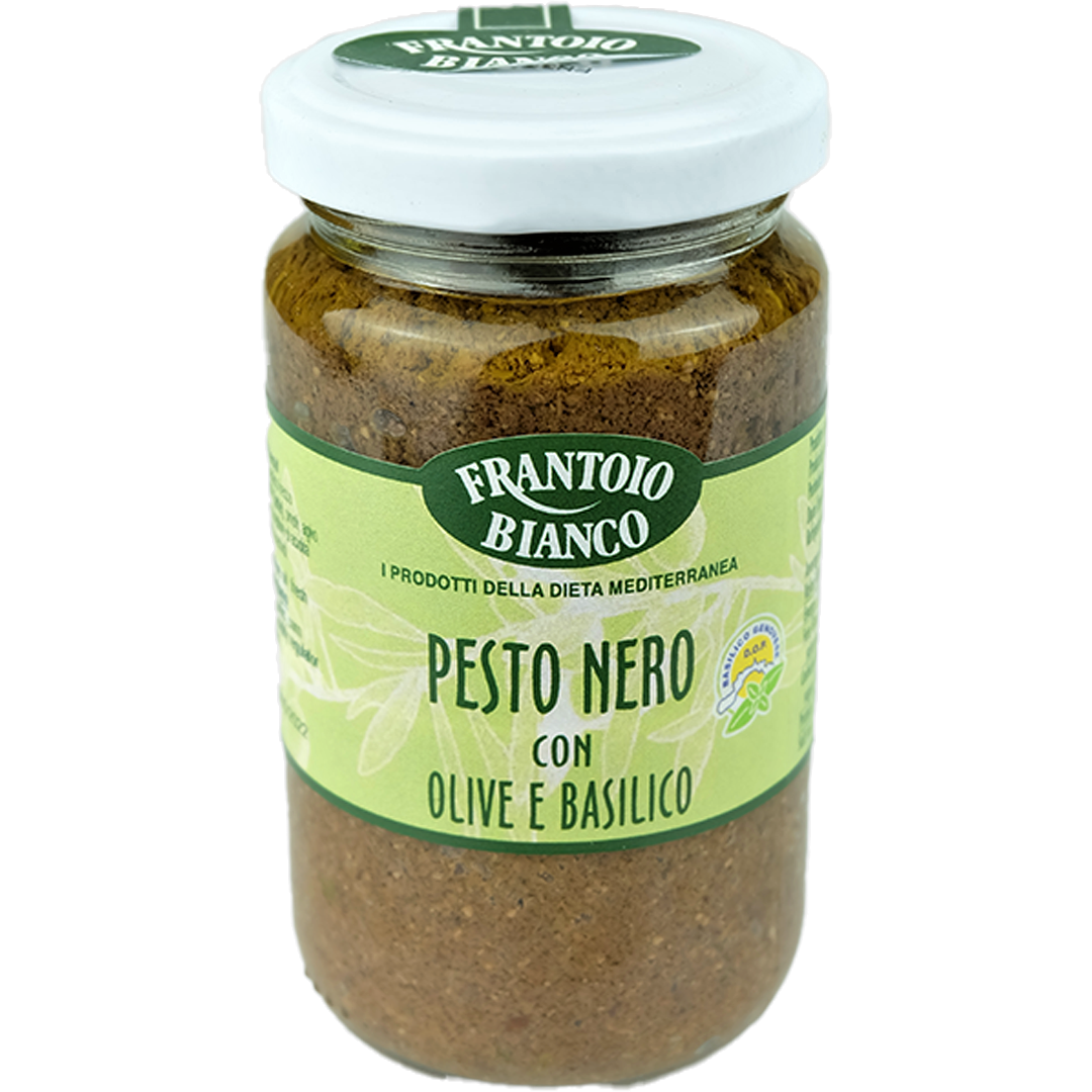 FRANTOIO BIANCO - DELICATE PESTO WITH BLACK OLIVES AND BASIL - Jet Italian Deli - JID-DR-IM - Frantoio Bianco - Italian food - Italian grocery - Food delivery - Thailand - Wine - Truffle - Pasta - Cheese