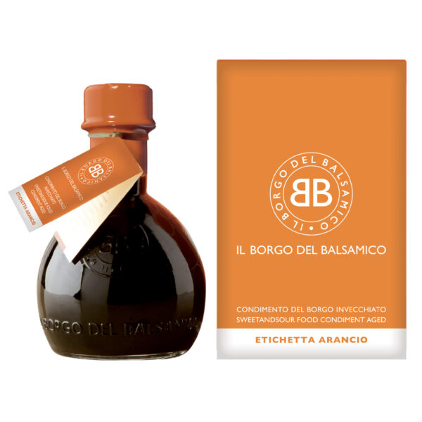 IL BORGO DEL BALSAMICO di MODENA CONDIMENTO AGED ORANGE LABEL MEDIUM VISCOSITY OVAL BOTTLE - 250ml