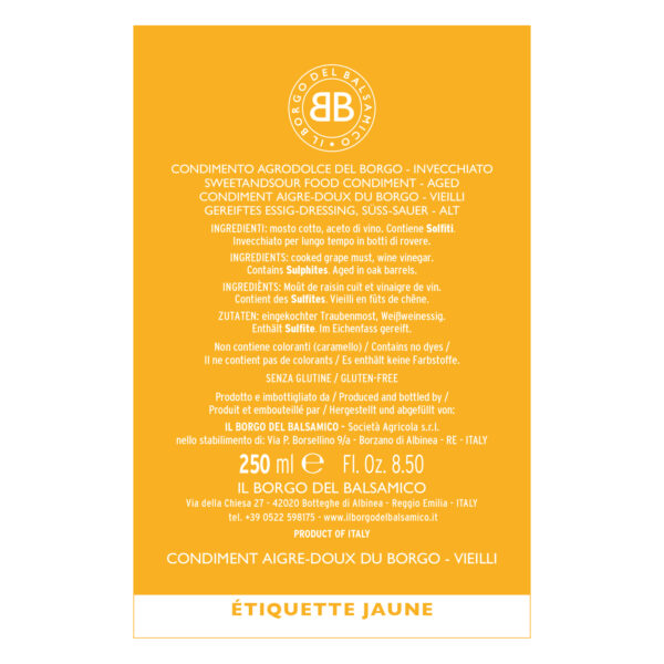 IL BORGO DEL BALSAMICO - CONDIMENTO YELLOW LABEL LOW VISCOSITY OVAL BOTTLE - 250ml