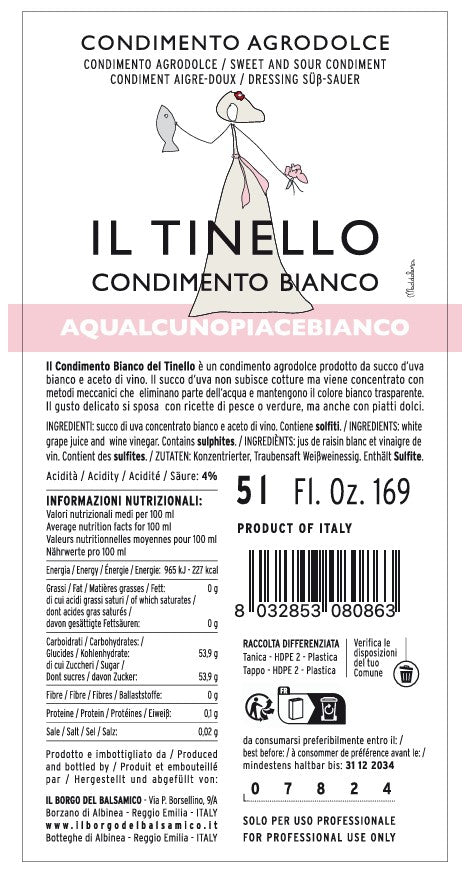 IL BORGO DEL BALSAMICO - IL TINELLO CONDIMENTO BIANCO WHITE GALLON - 5Lt