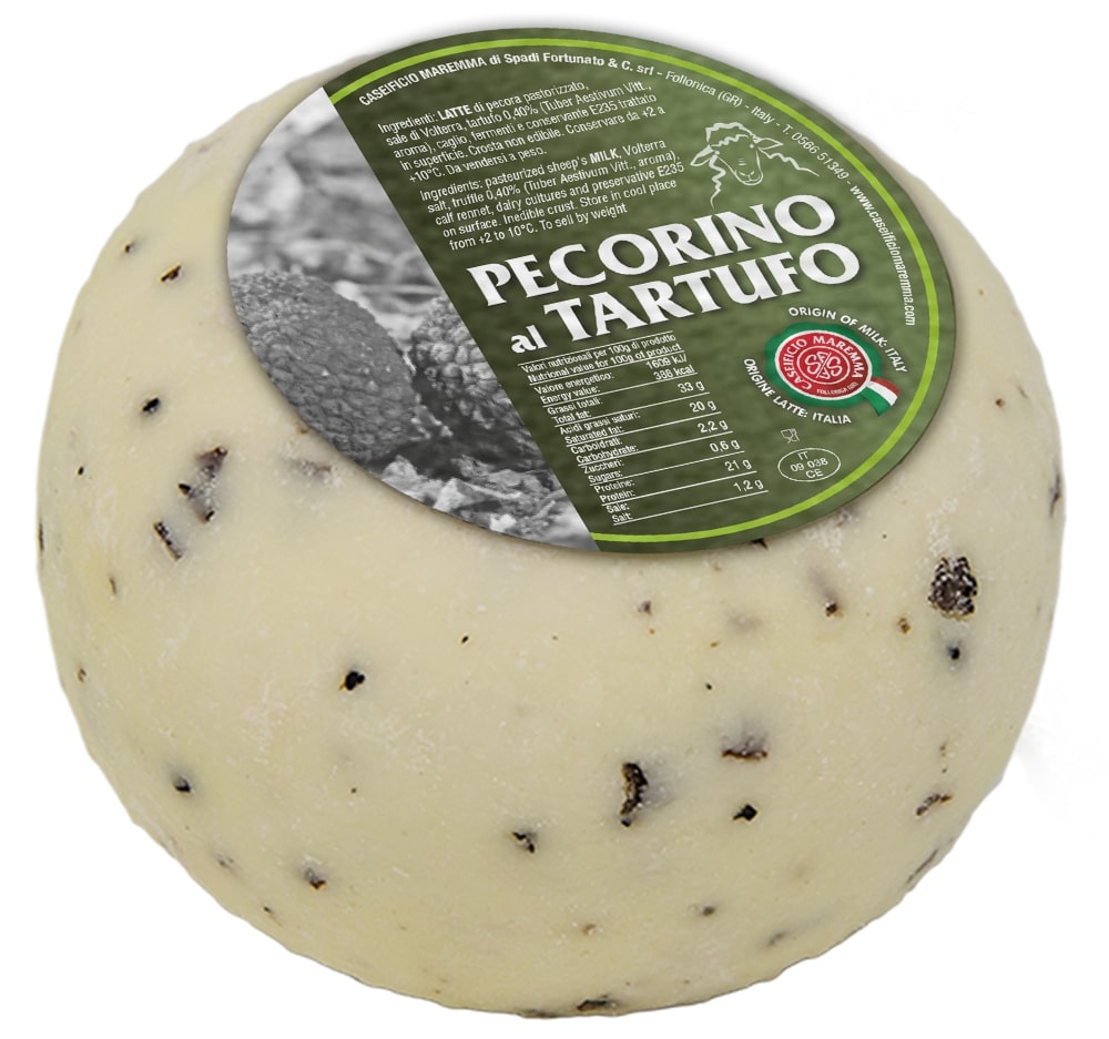 Buy Wheels of Pecorino Al Tartufo Cheese from Italy in Bulk Online