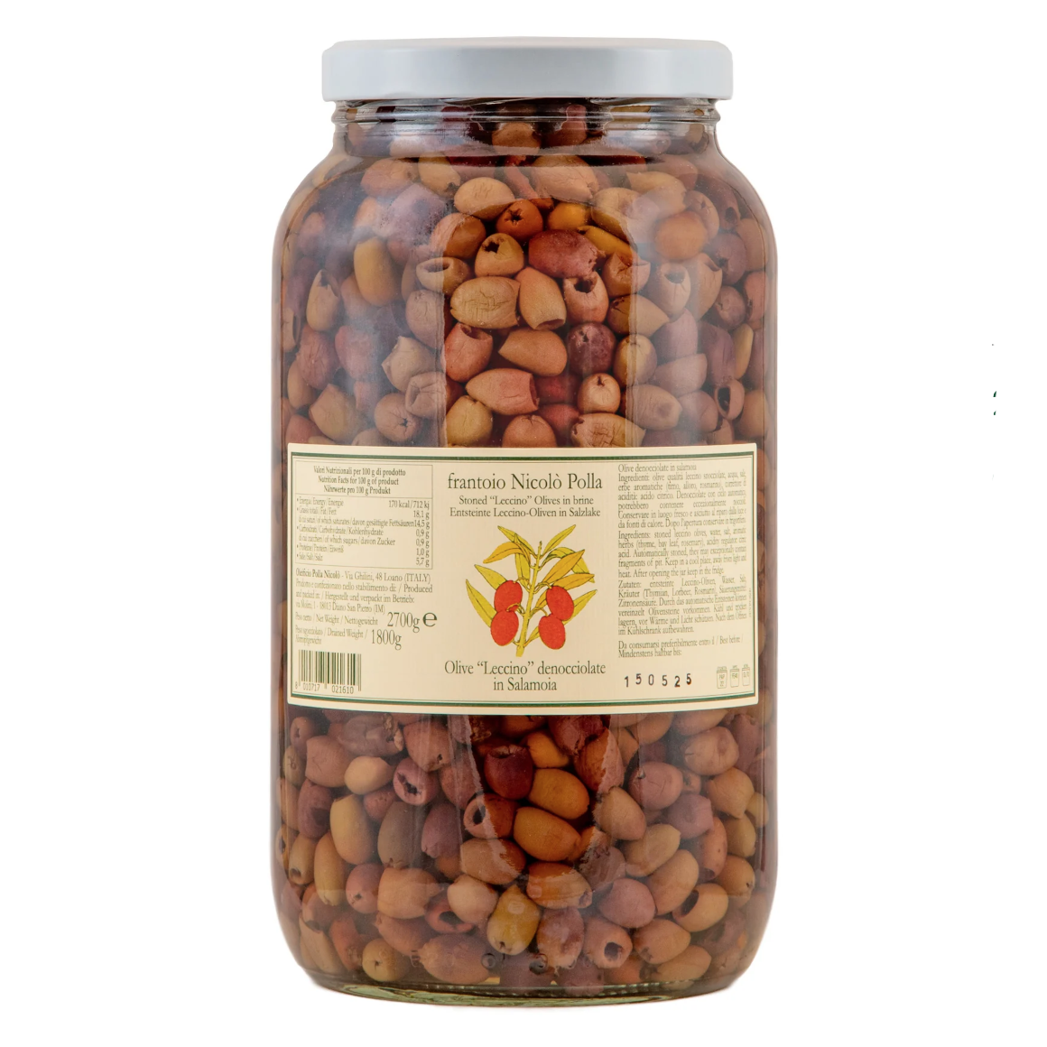 POLLA - Olive Leccine 100% Italy - bone off in brine - 1.8 Kg