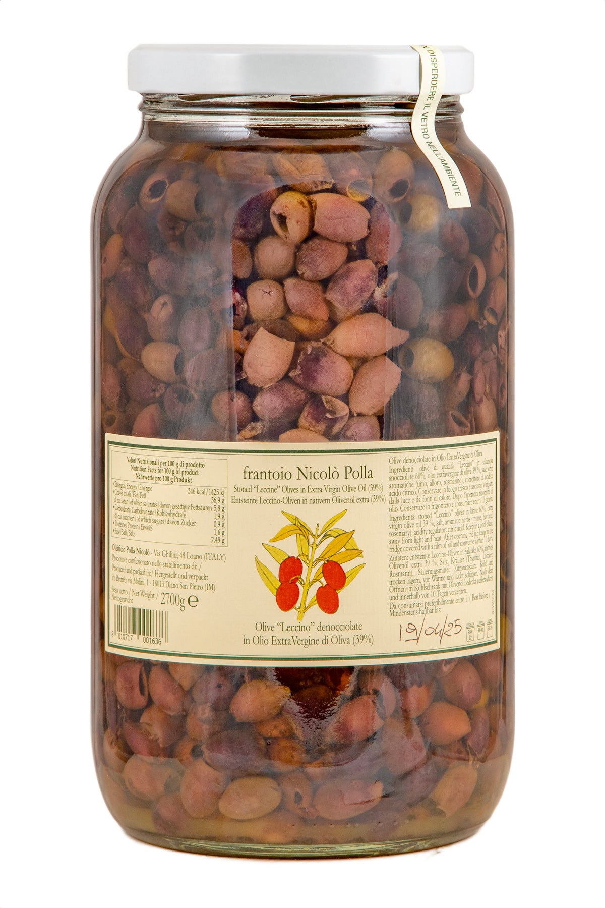 POLLA - Olive Leccine 100% Italy - bone off in oil - 2.7 Kg