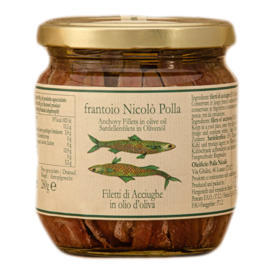 POLLA - SALTED ANCHOVY FILLETS IN EVO OLIVE OIL - 400g