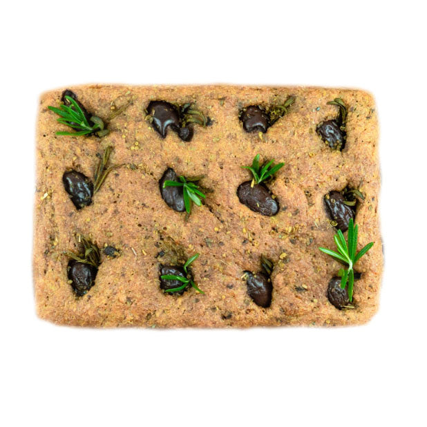 FOCACCIA RAW WHOLE WHEAT & BLACK OLIVES - 350/400g