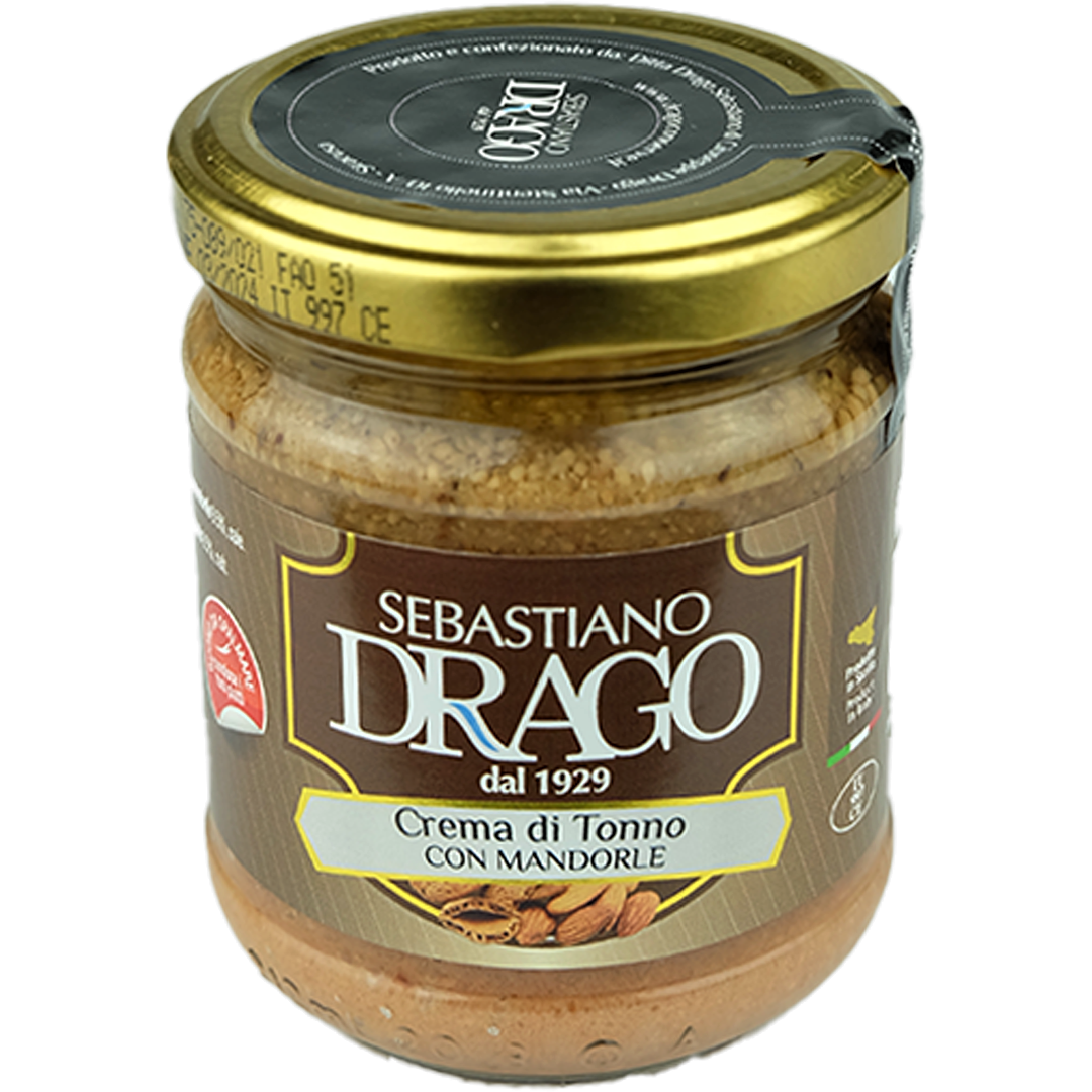 DRAGO - TUNA CREAM WITH SICILIAN ALMONDS - 180g - Jet Italian Deli - JID-DR-IM - DRAGO - Italian food - Italian grocery - Food delivery - Thailand - Wine - Truffle - Pasta - Cheese
