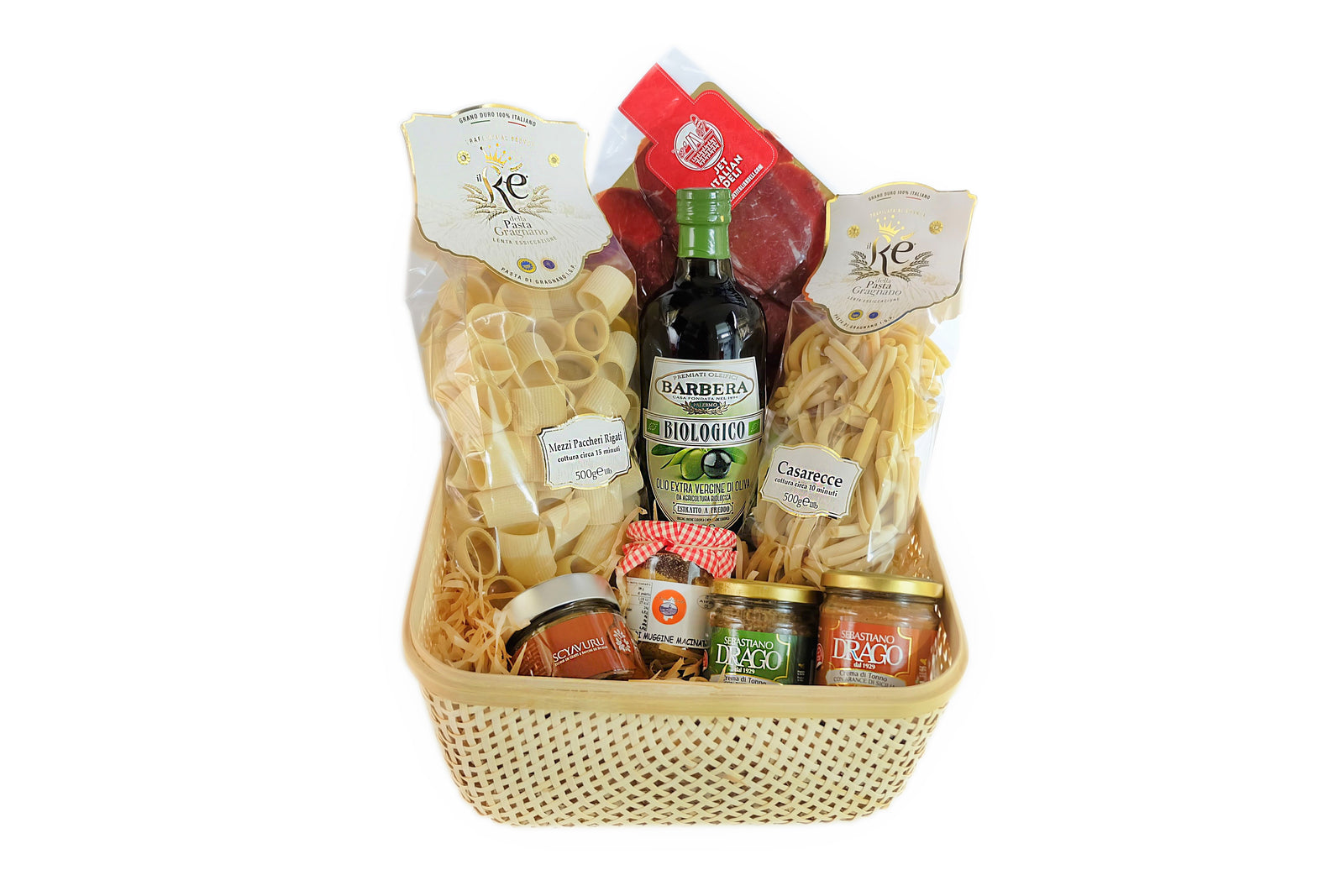 TASTE of SICILY - DELUXE WOVEN HAMPER "IKEA DESIGN" - Jet Italian Deli - JID-HP-MIX - MIX - Italian food - Italian grocery - Food delivery - Thailand - Wine - Truffle - Pasta - Cheese