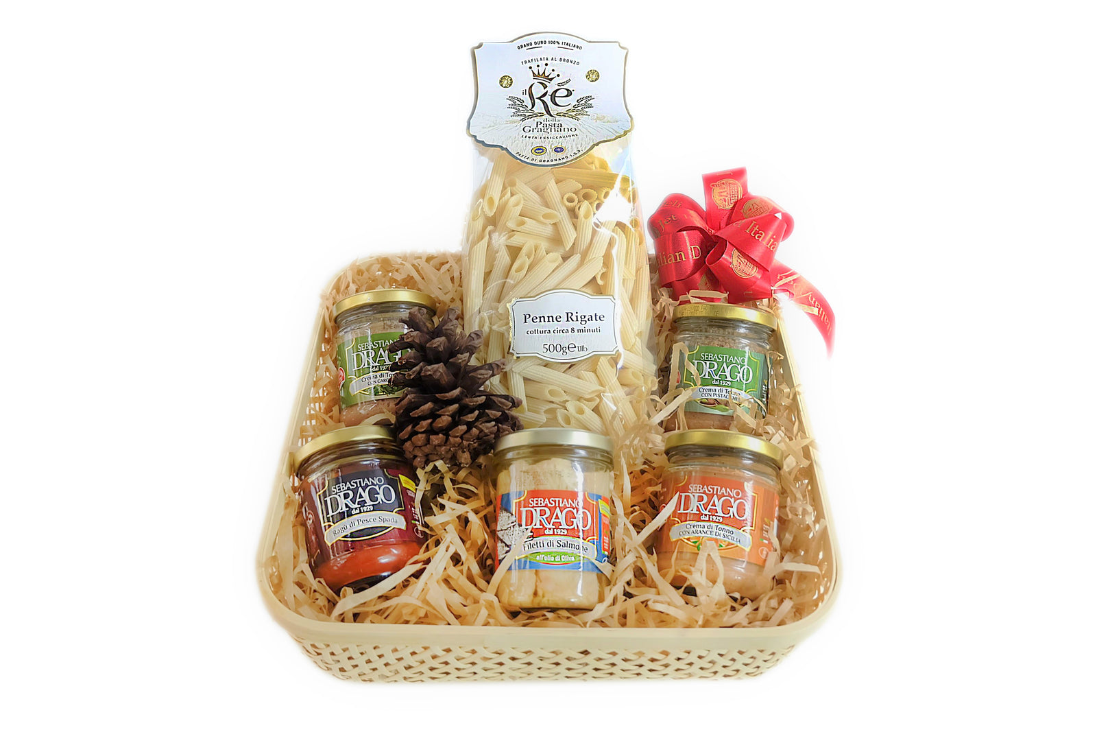 TASTE of SICILY - WOVEN HAMPER "IKEA DESIGN" - Jet Italian Deli - JID-HP-MIX - MIX - Italian food - Italian grocery - Food delivery - Thailand - Wine - Truffle - Pasta - Cheese