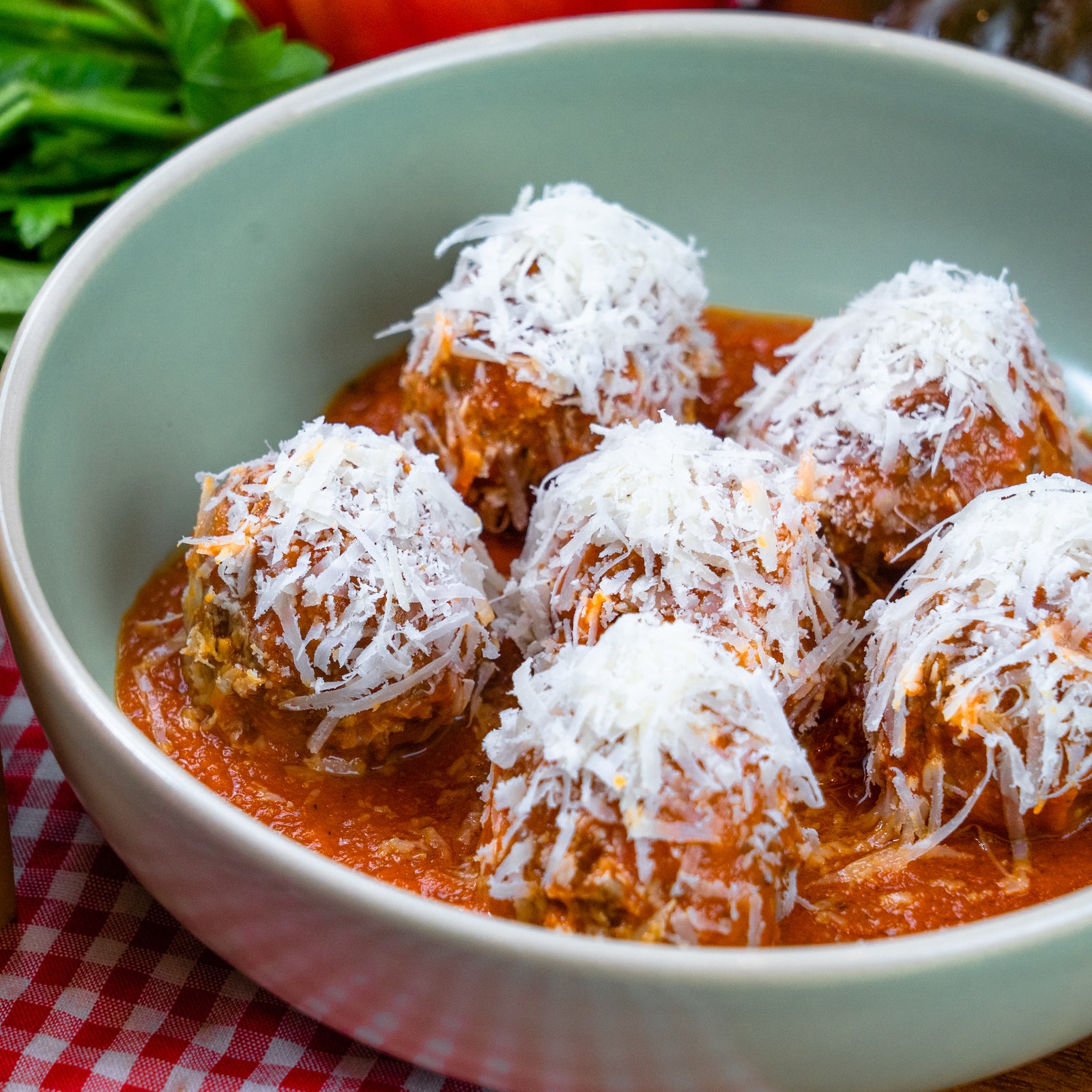 MEATBALLS - SET 6 PIECES WITH ARRABBIATA SAUCE - 350/400g - Jet Italian Deli - JID-GA-HO - ROCKFOODS BANGKOK - Italian food - Italian grocery - Food delivery - Thailand - Wine - Truffle - Pasta - Cheese