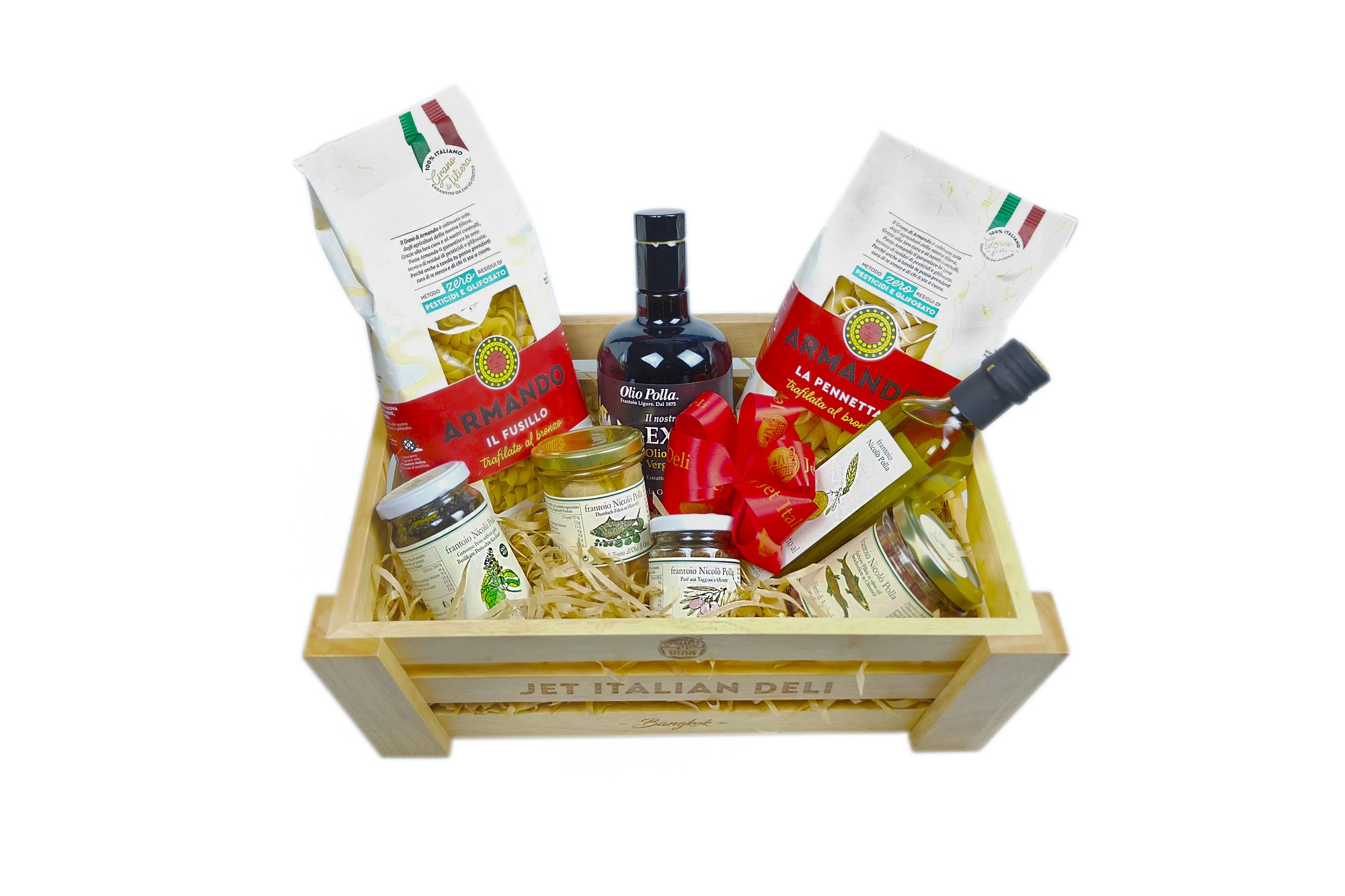 TASTE of CINQUE TERRE - WOOD HAMPER "ITALIAN DESIGN" - Jet Italian Deli - JID-HP-MIX - MIX - Italian food - Italian grocery - Food delivery - Thailand - Wine - Truffle - Pasta - Cheese