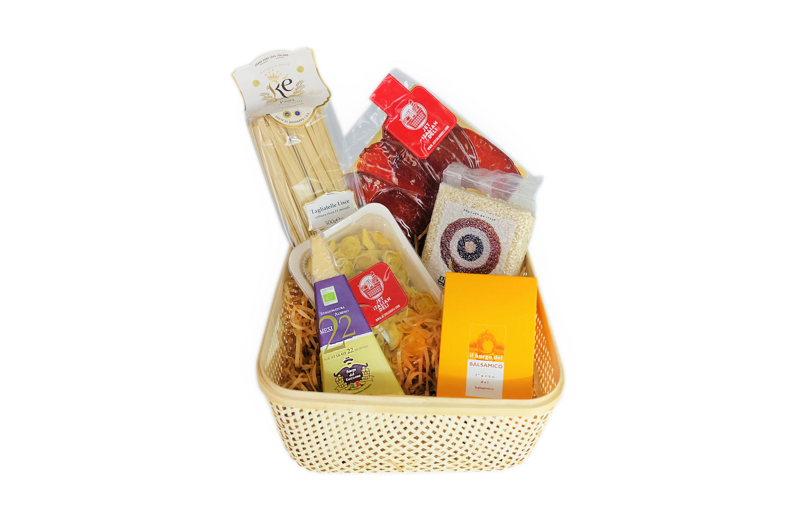 TASTE of EMILIA - DELUXE WOVEN HAMPER "IKEA DESIGN" - Jet Italian Deli - JID-HP-MIX - MIX - Italian food - Italian grocery - Food delivery - Thailand - Wine - Truffle - Pasta - Cheese